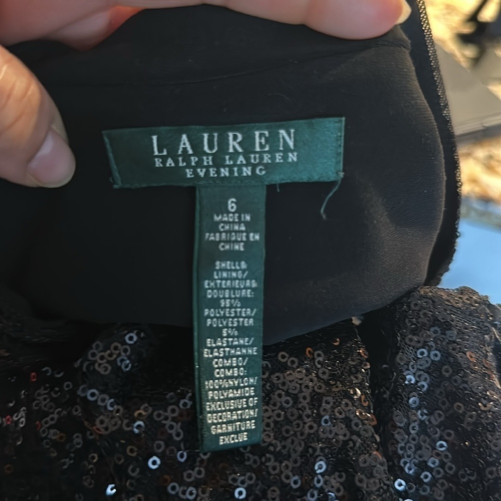 Ralph Lauren Elegant Black Sequin Full Length Gown - Picture 7 of 13